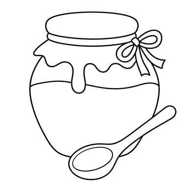 Honey Jar with Spoon Coloring Page