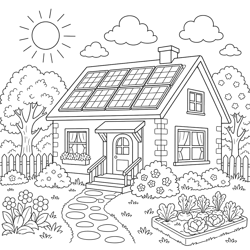 House with Solar Panels