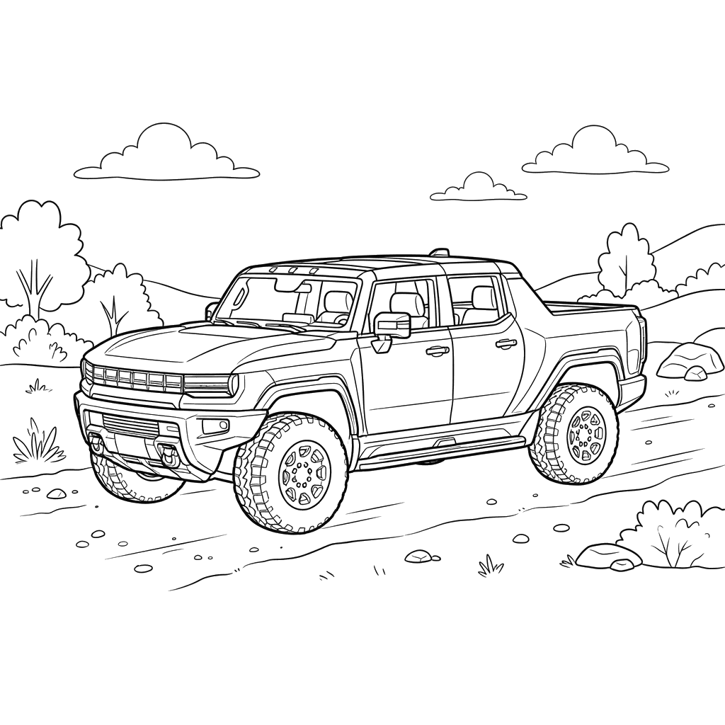 Hummer EV Coloring Page for Kids