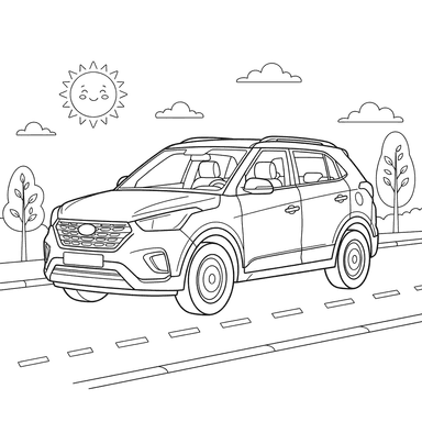 Hyundai Creta Coloring Page for Kids