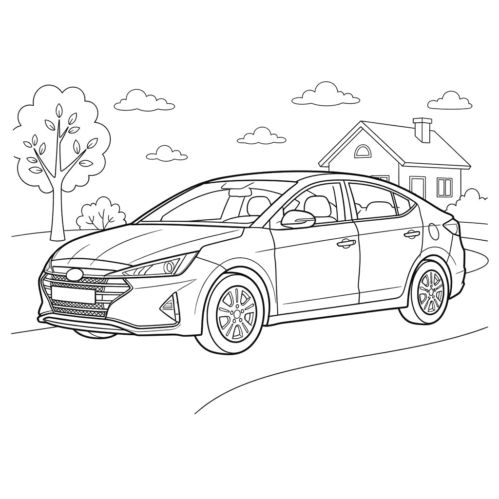 Hyundai Elantra Car Coloring Page