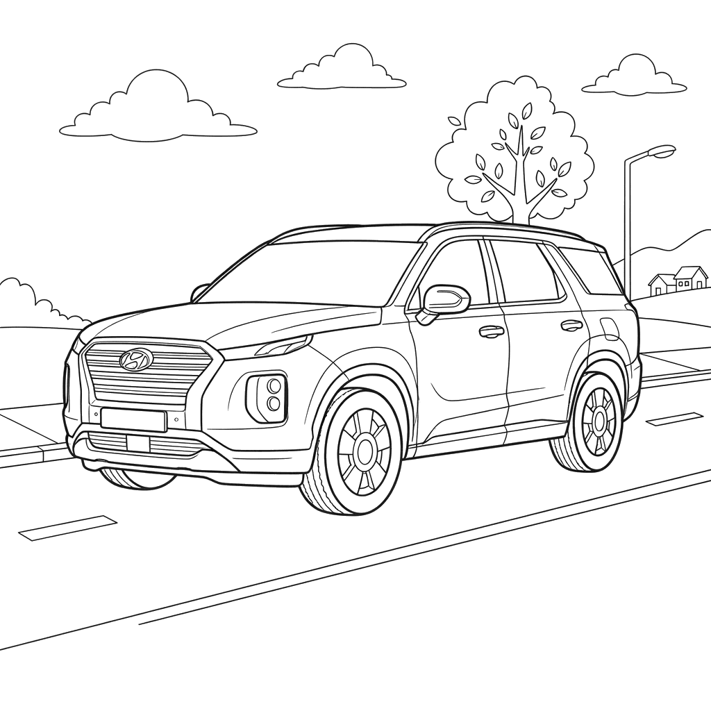 ColorBoom: Hyundai Palisade SUV Coloring Page