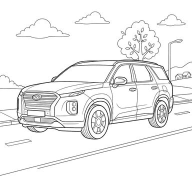 ColorBoom: Hyundai Palisade SUV Coloring Page