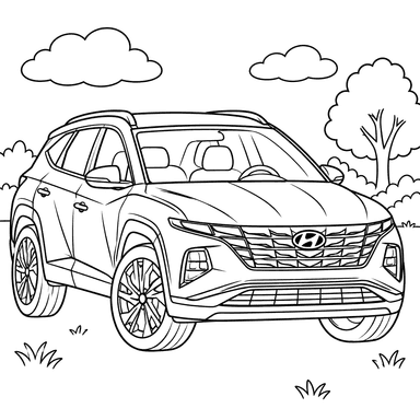 Hyundai Tucson 4th Generation Coloring Page