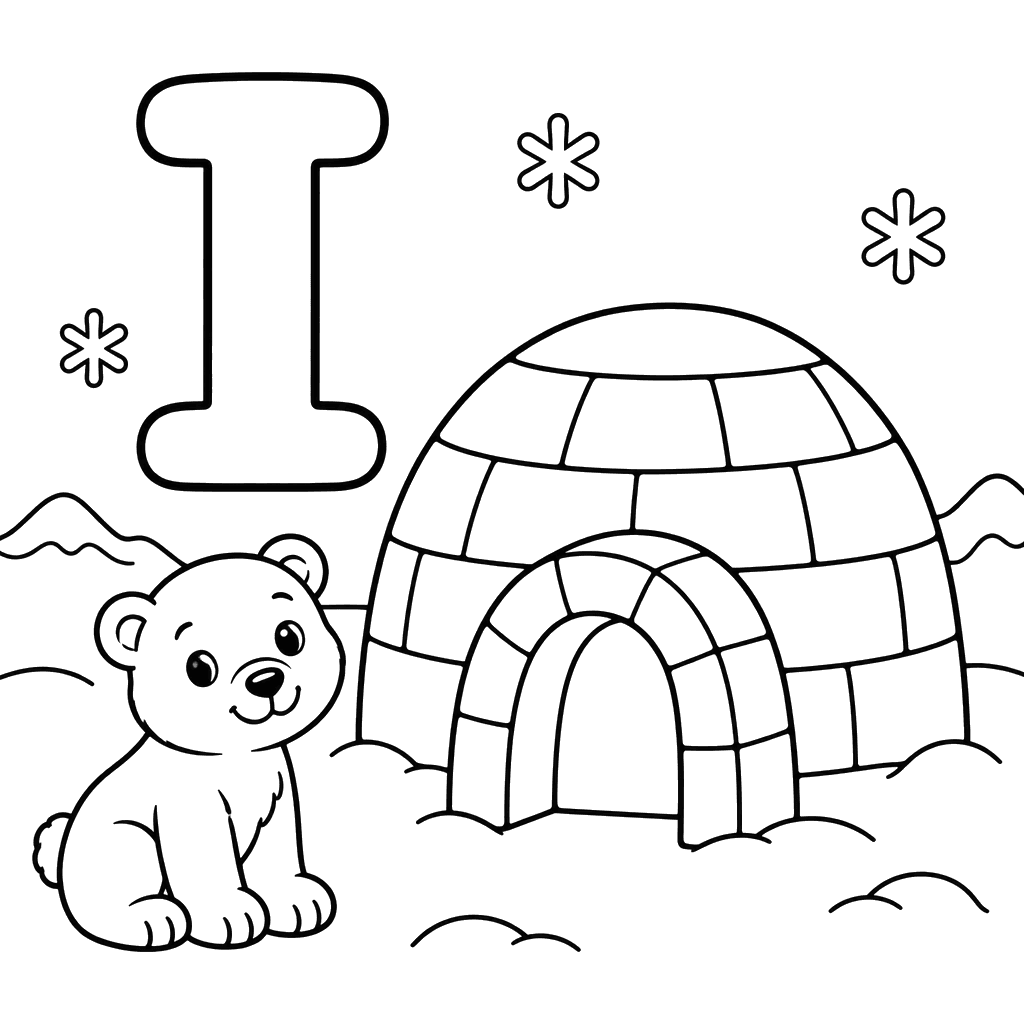 Letter I, Igloo and Polar Bear