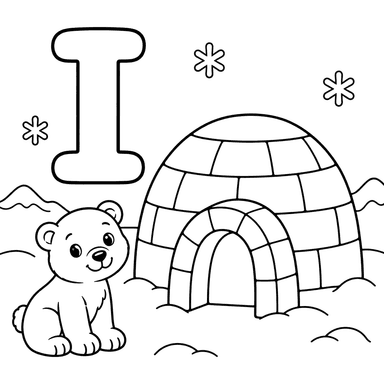 Letter I, Igloo and Polar Bear