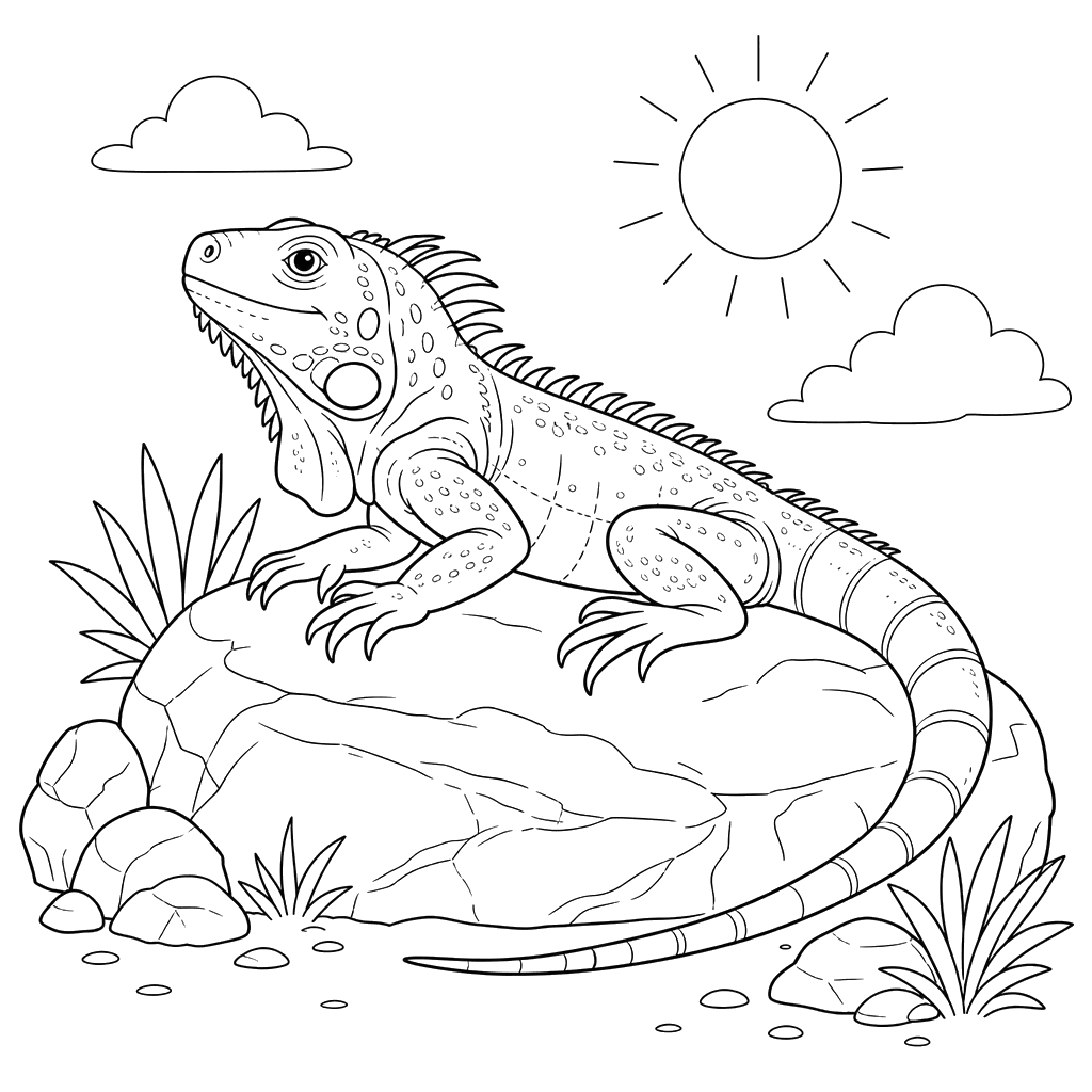 Iguana Basking on a Rock