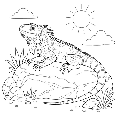 Iguana Basking on a Rock