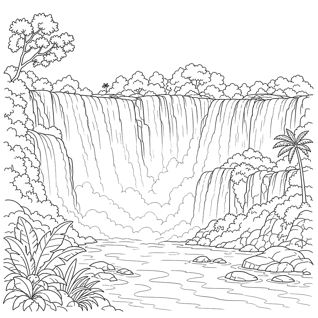 Iguazu Falls Coloring Page