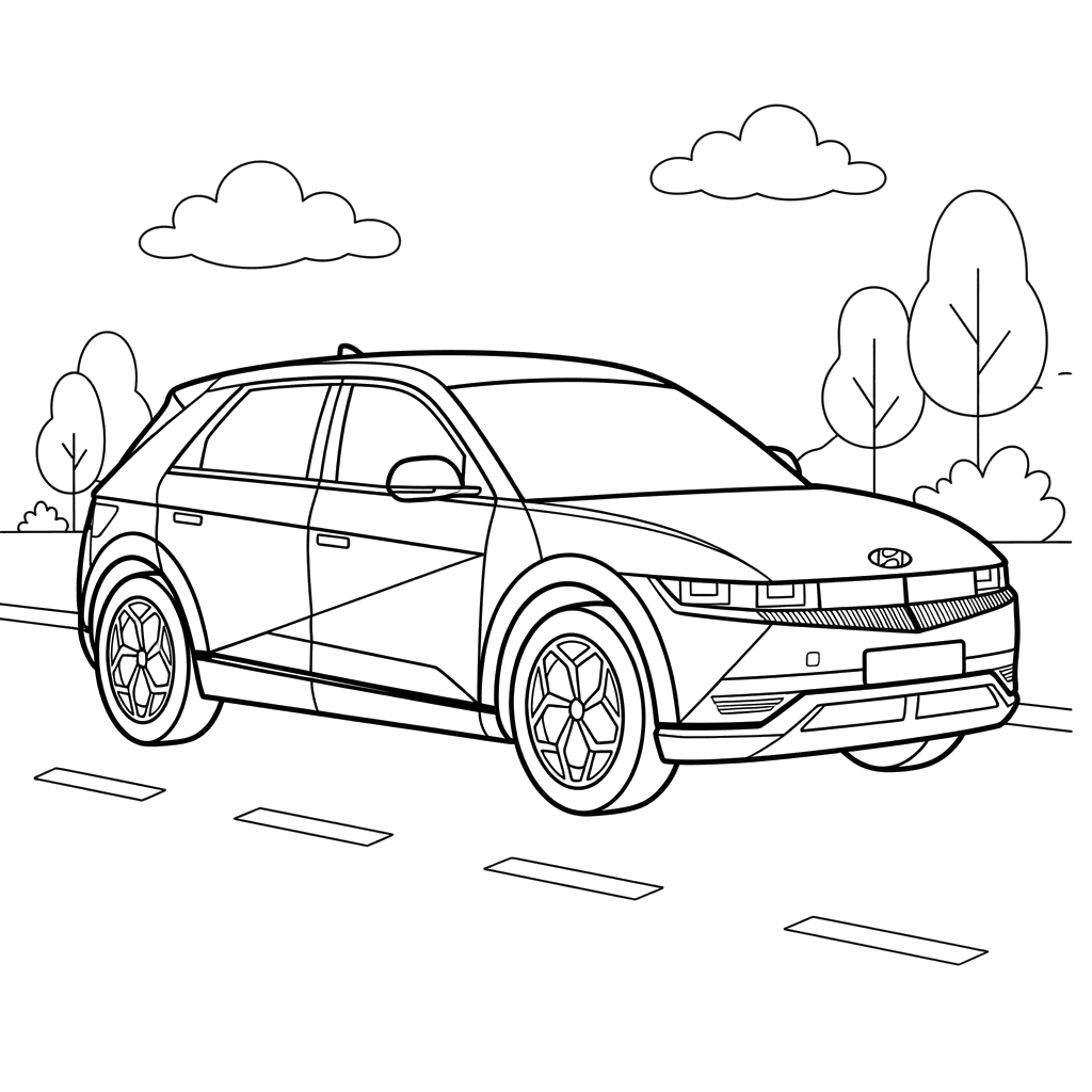 Ioniq 5 Car Coloring Page