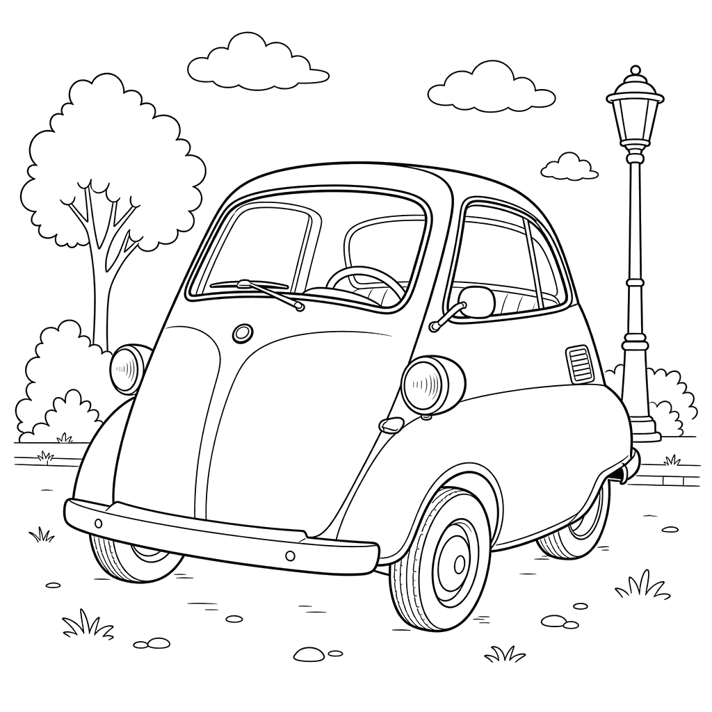 Cute Isetta Car Coloring Page