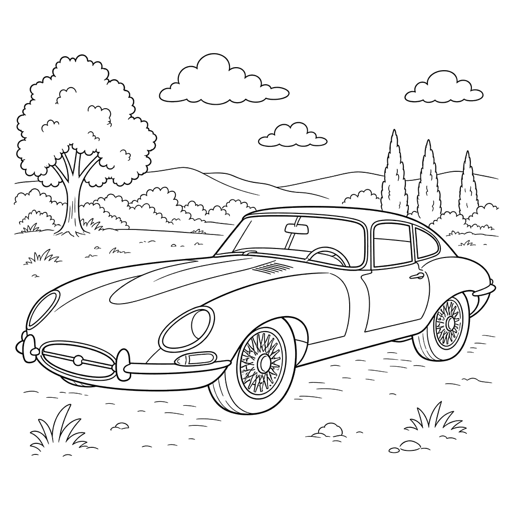 Jaguar E-Type Coloring Page
