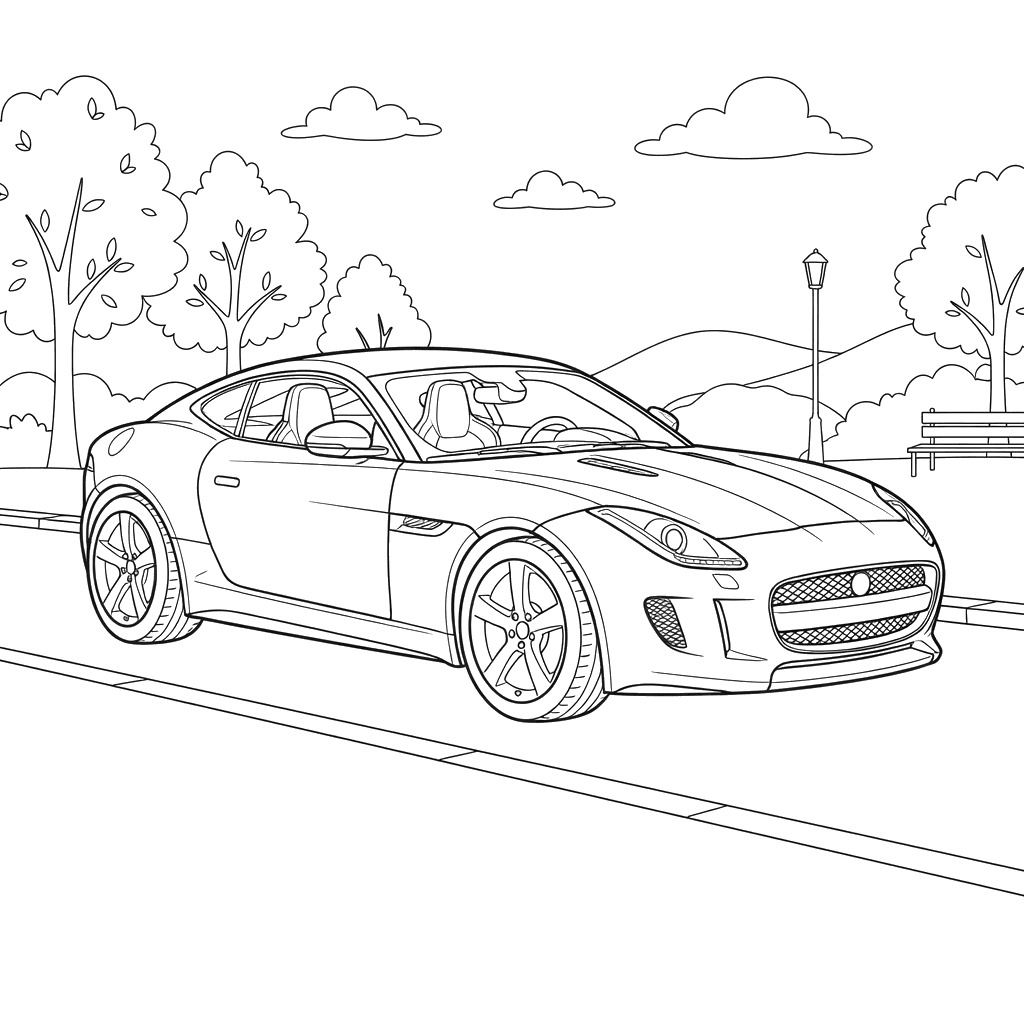 Jaguar F-Type R Coupe 2017 Coloring Page