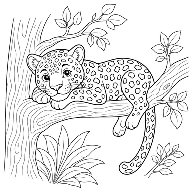 Jaguar Resting on a Tree Branch