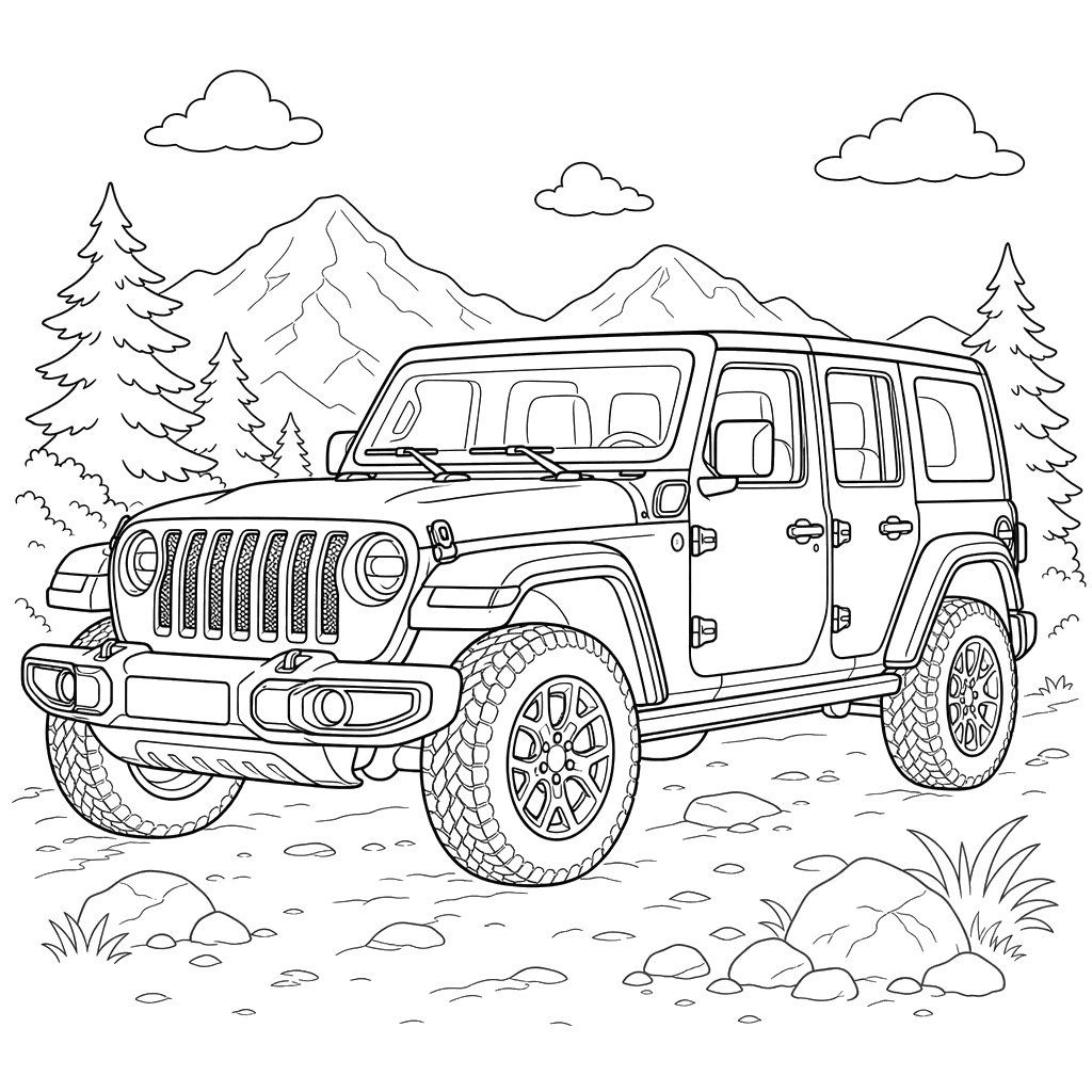 Jeep Wrangler 4xe Coloring Page