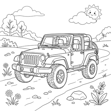 Jeep Wrangler Coloring Page for Kids