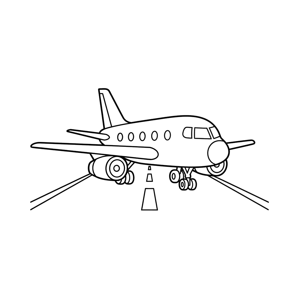 Jet Airplane on Runway Coloring Page