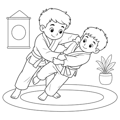 Judo Coloring Page