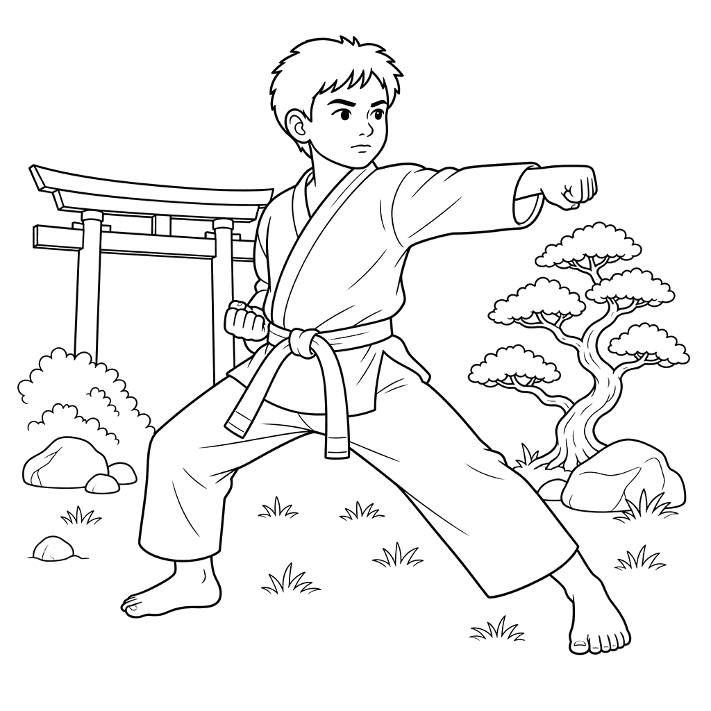 Karate Coloring Page