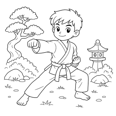 Karate Coloring Page