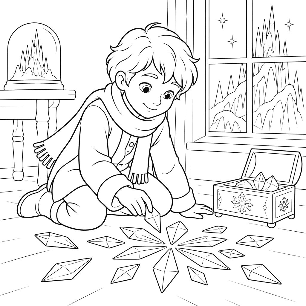 Kai Making an Ice Pattern Coloring Page