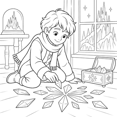 Kai Making an Ice Pattern Coloring Page