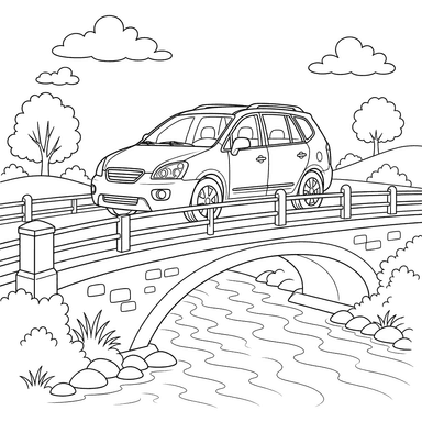 Kia Carens Minivan on a Bridge