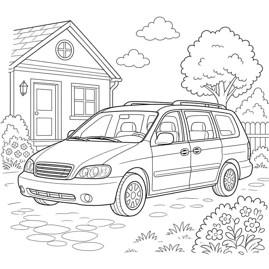 Kia Carnival Minivan by the House