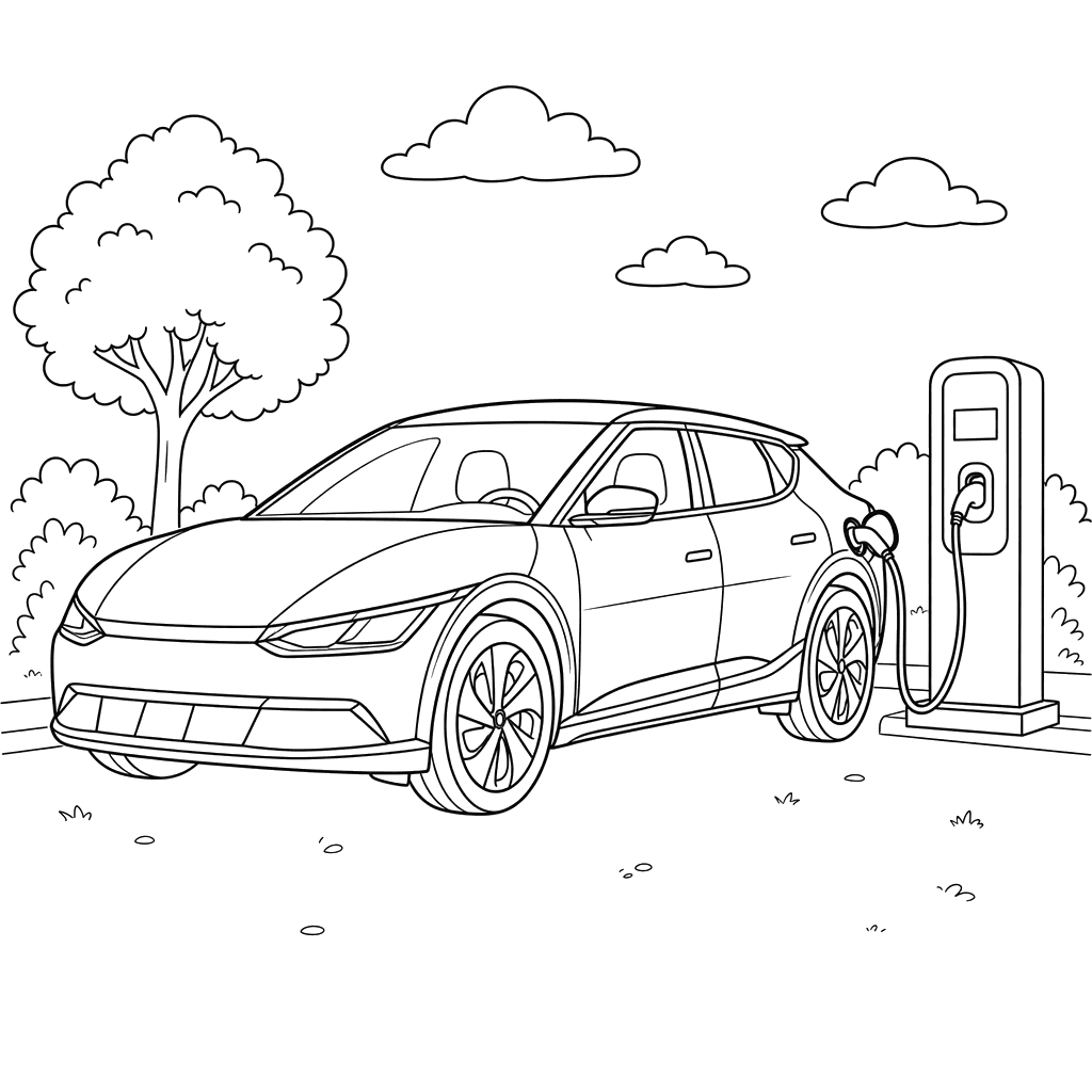 Kia EV6 Electric Car Coloring Page