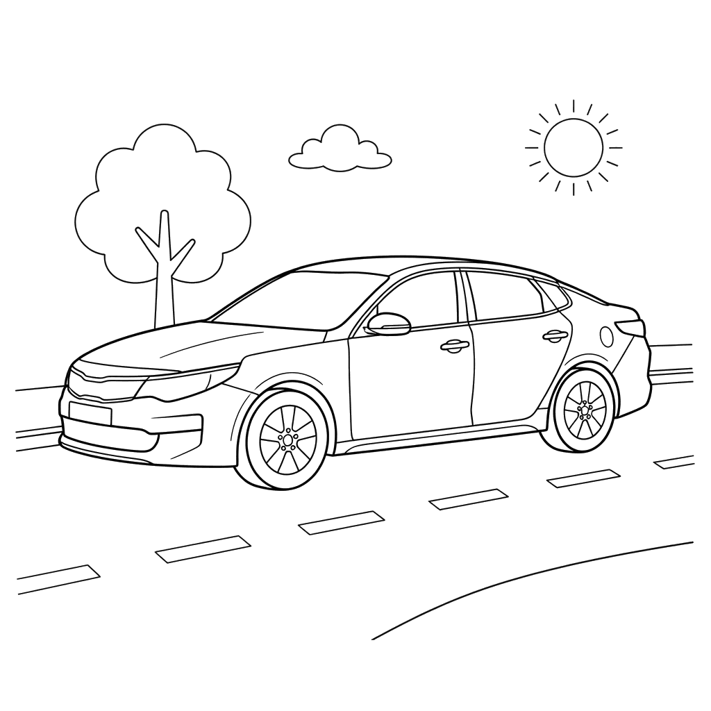 Kia K5 Car Coloring Page for Kids