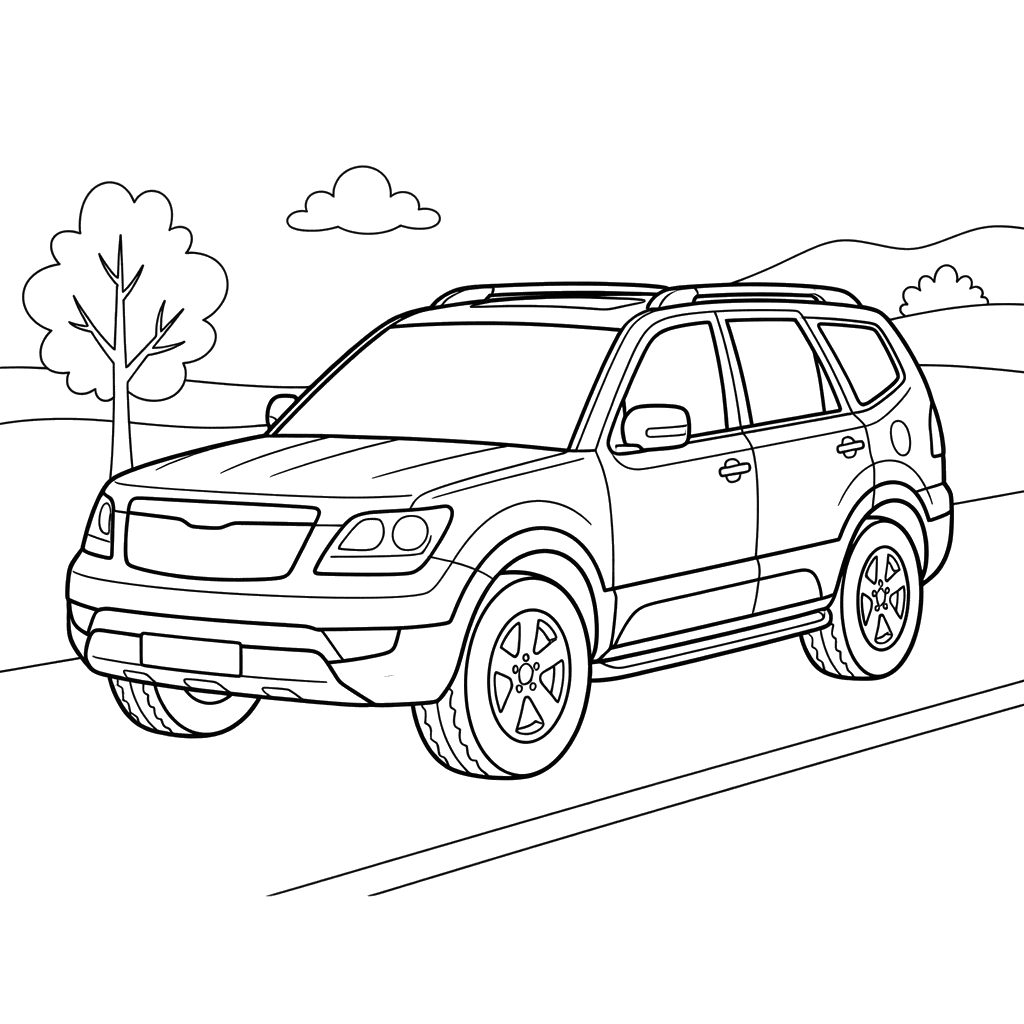 Kia Mohave SUV Coloring Page
