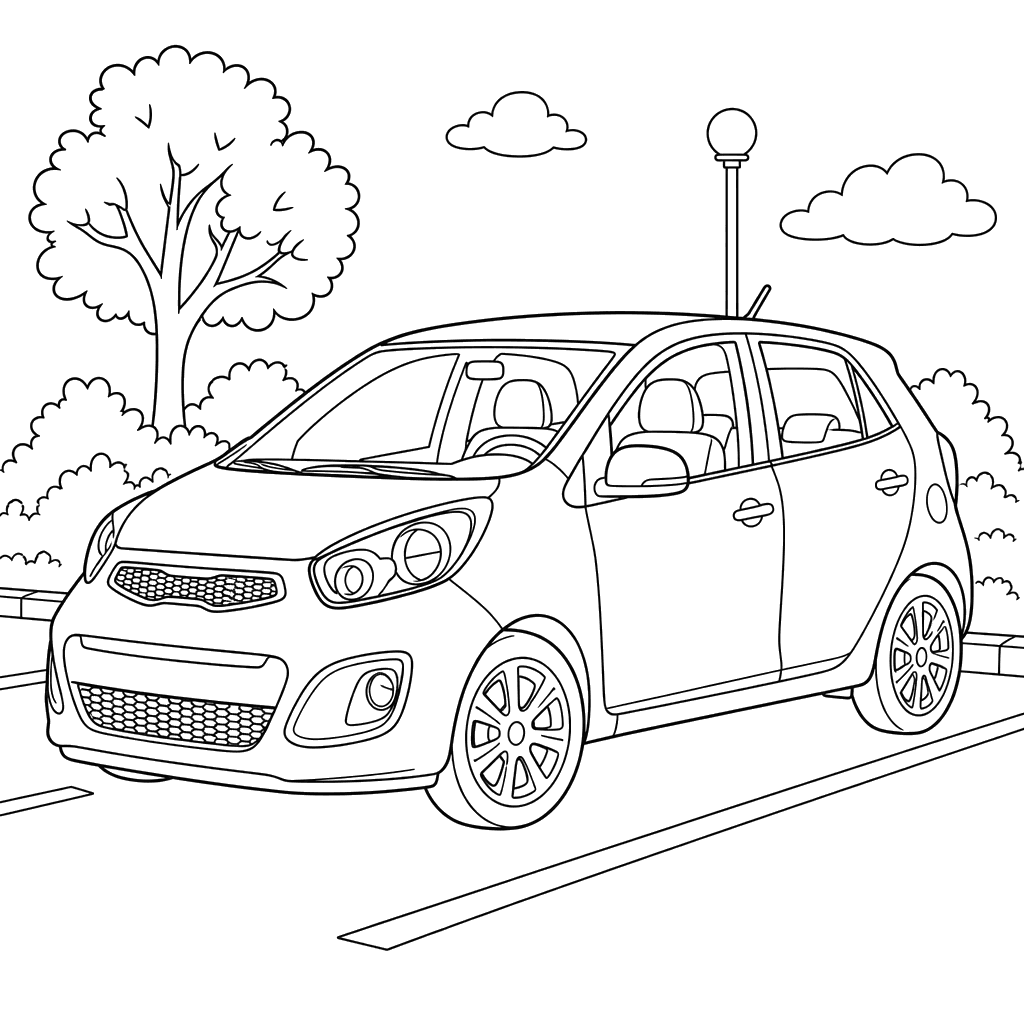Kia Picanto II Hatchback Coloring Page