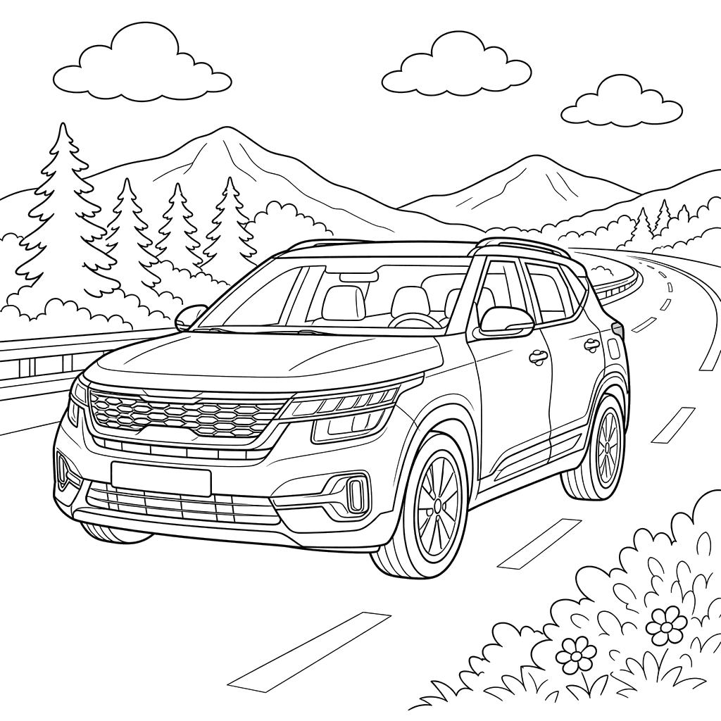 Kia Seltos Crossover Coloring Page