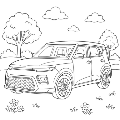 Kia Soul 2021 Coloring Page