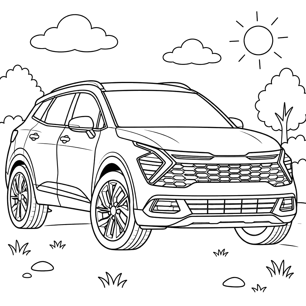 Kia Sportage 5th Generation SUV Coloring Page