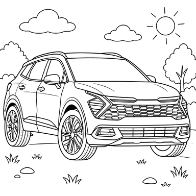 Kia Sportage 5th Generation SUV Coloring Page