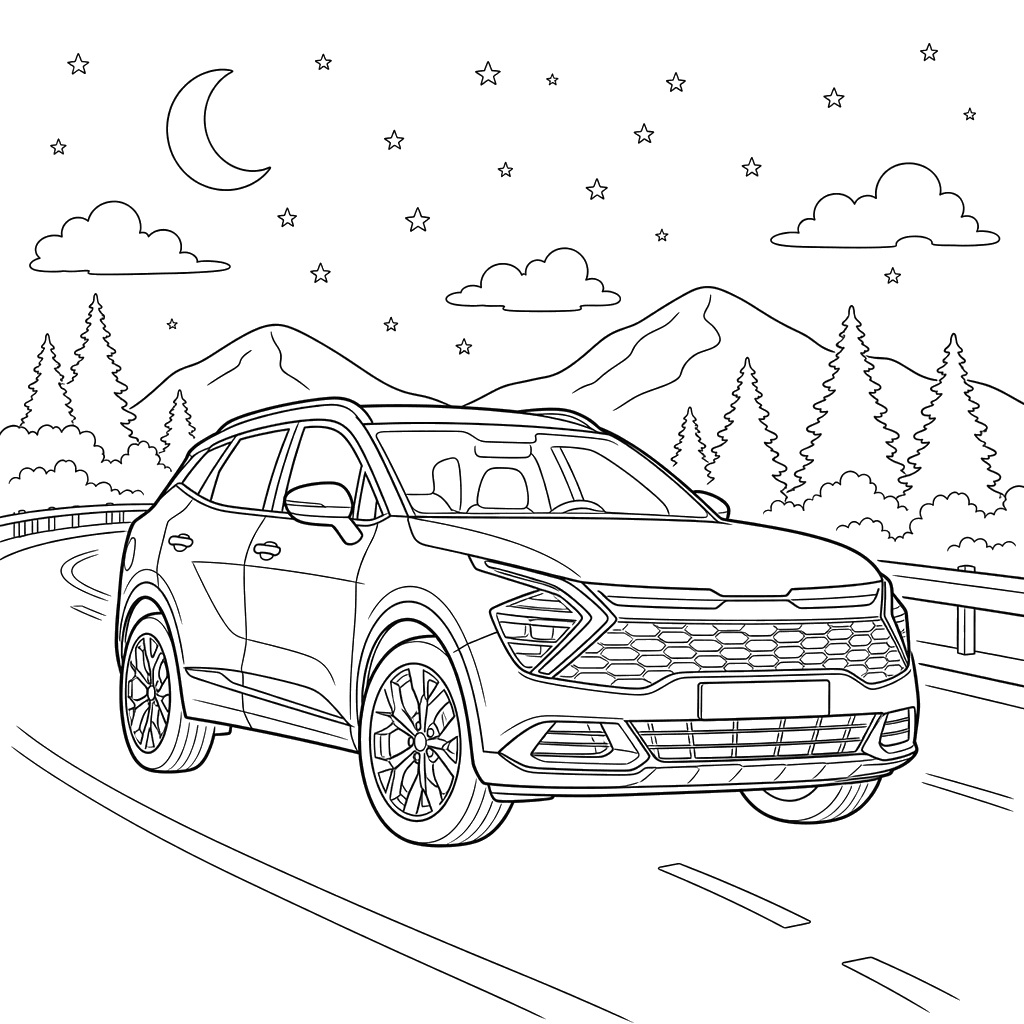 Kia Sportage SUV on a Night Road