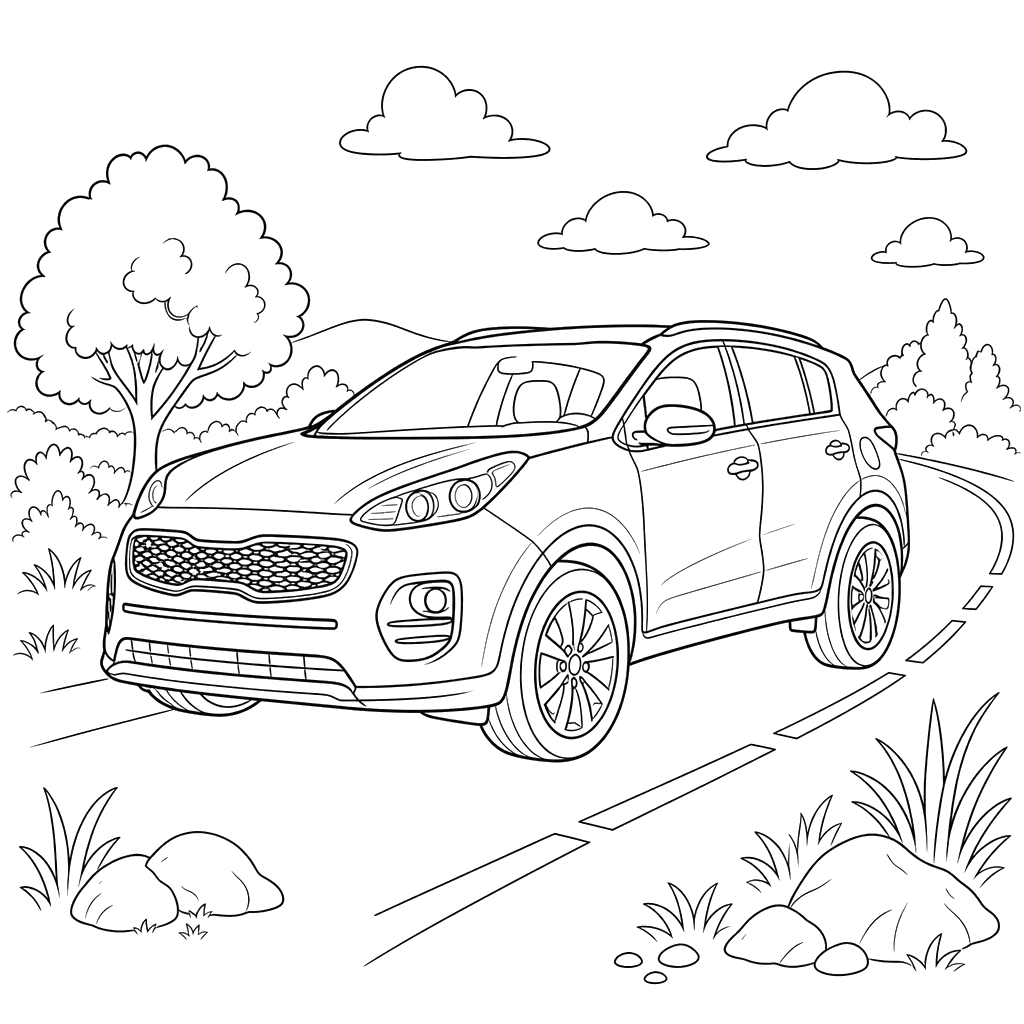Kia Sportage SUV Coloring Page