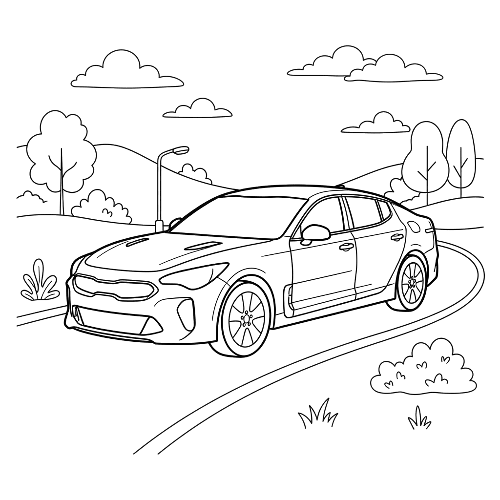 Kia Stinger Car Coloring Page for Kids