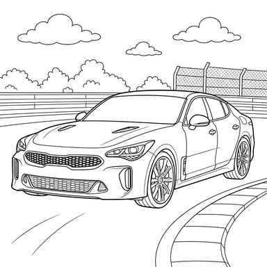 Kia Stinger Sports Car Coloring Page