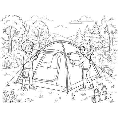 Kids Setting Up a Camping Tent