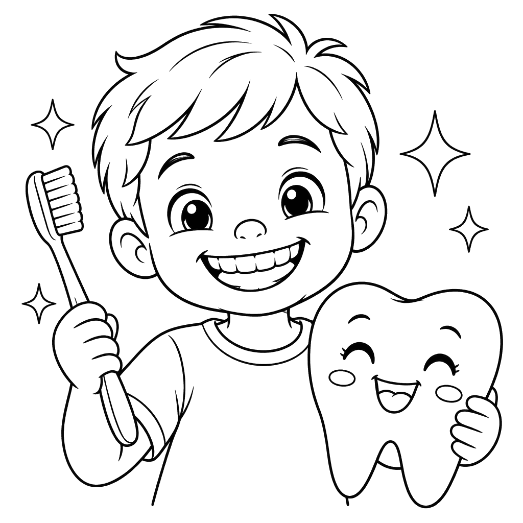 Healthy Kid Smile Coloring Page