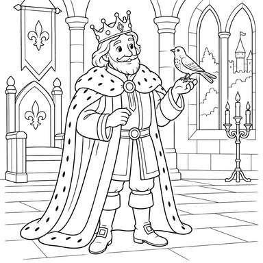 King Thrushbeard in the Castle Coloring Page