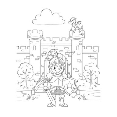 Knight at Castle Gate Coloring Page