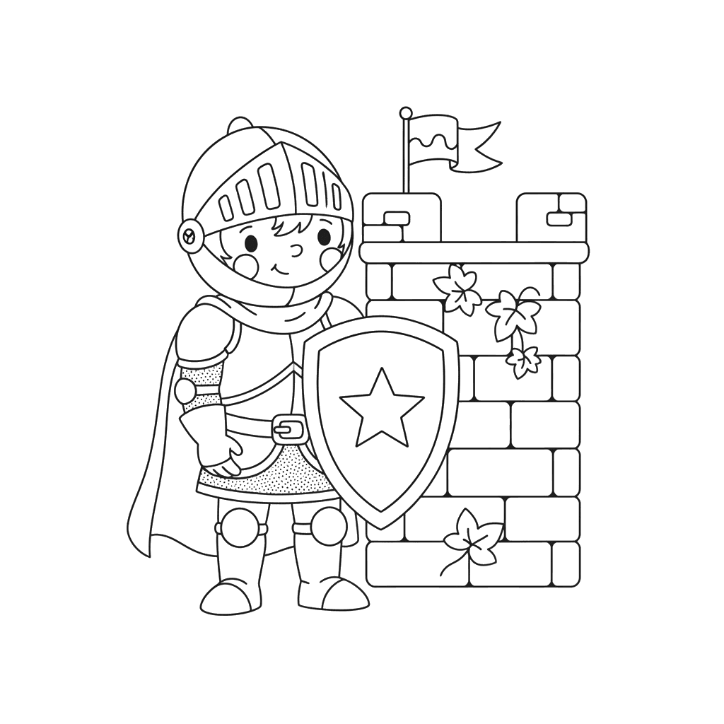 Knight with Shield Coloring Page