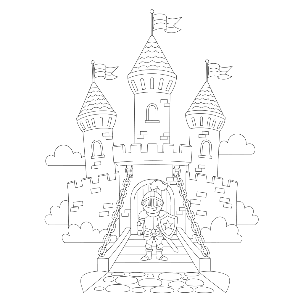 Knight's Castle Coloring Page