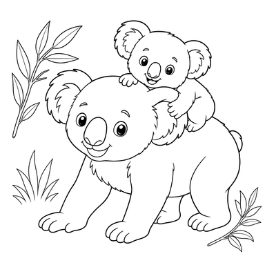 Baby Koala on Mom's Back