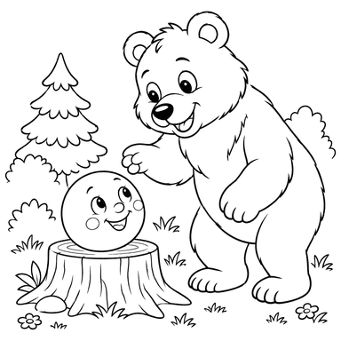 Kolobok and Bear Coloring Page | ColorBoom