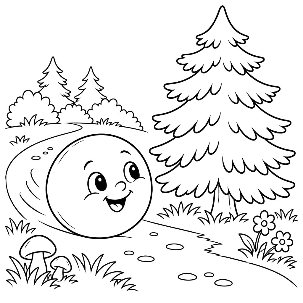 Kolobok Rolling Past a Fir Tree