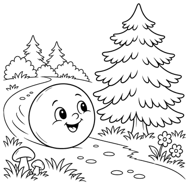 Kolobok Rolling Past a Fir Tree
